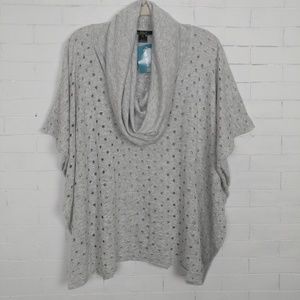 NWT/Gray Poncho/Cowl Neck/Lightweight/One-size